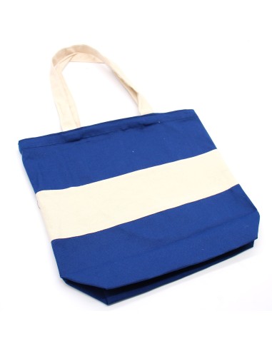 Sac cabas bicolore en coton épais – Naturel & bleu