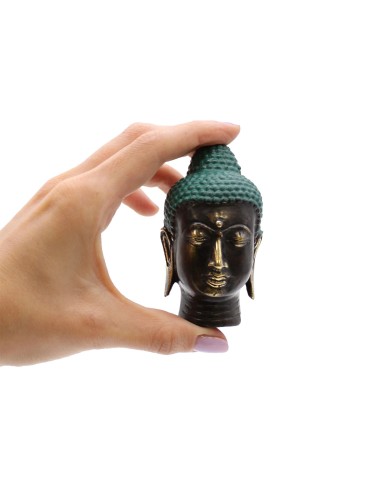 Petite tête de Bouddha ancienne en laiton