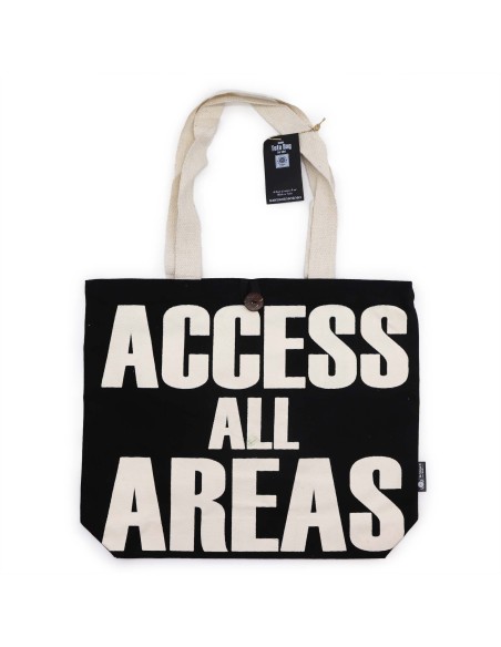 Sac cabas iconique – «?Accès toutes zones?» – Toile naturelle noire