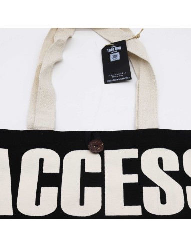 Sac cabas iconique – «?Accès toutes zones?» – Toile naturelle noire