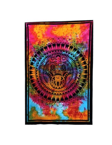 Jeté de lit & tenture Hamsa en coton – Protection zen