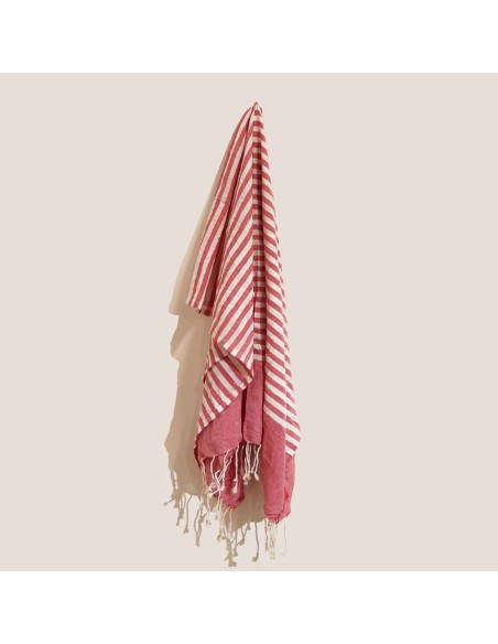 Plaid?paréo en coton – Rose vibrant