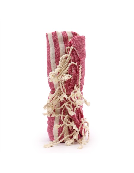 Plaid?paréo en coton – Rose vibrant