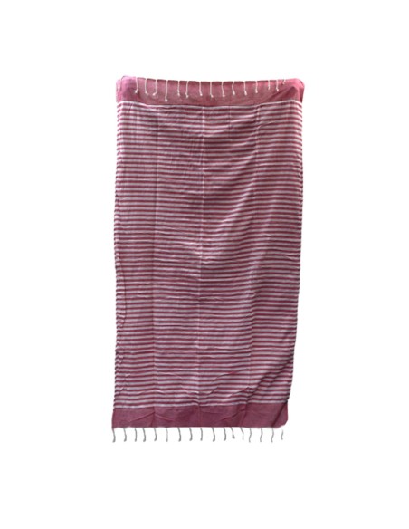 Plaid?paréo en coton – Rose vibrant