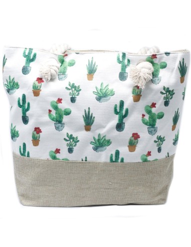 Sac shopper à anses corde – Mini cactus