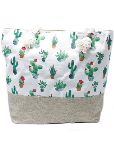 Sac shopper à anses corde – Mini cactus