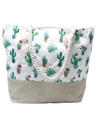 Sac shopper à anses corde – Mini cactus