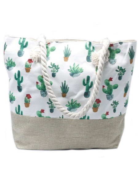 Sac shopper à anses corde – Mini cactus