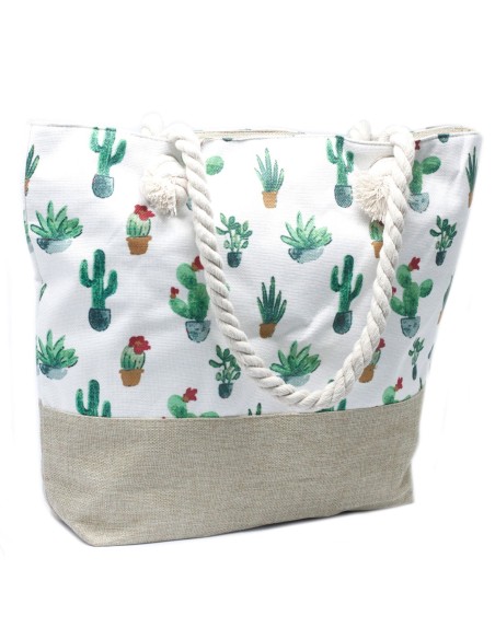 Sac shopper à anses corde – Mini cactus