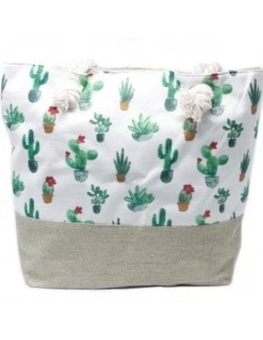 Sac shopper à anses corde – Mini cactus