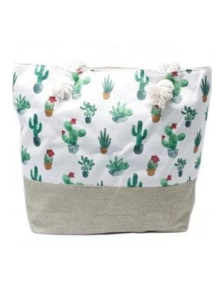 Sac shopper à anses corde – Mini cactus