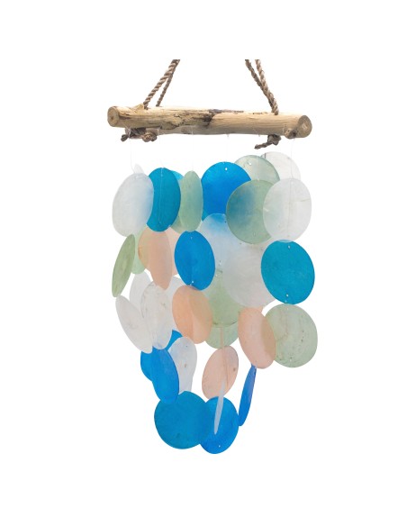 Carillon en bois croix décorative – Bleu & perle