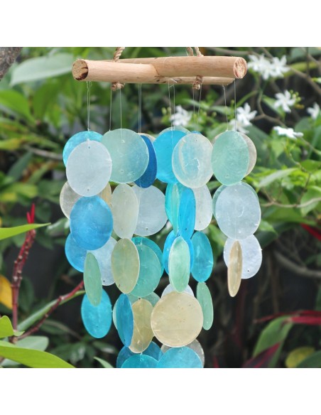 Carillon en bois croix décorative – Bleu & perle