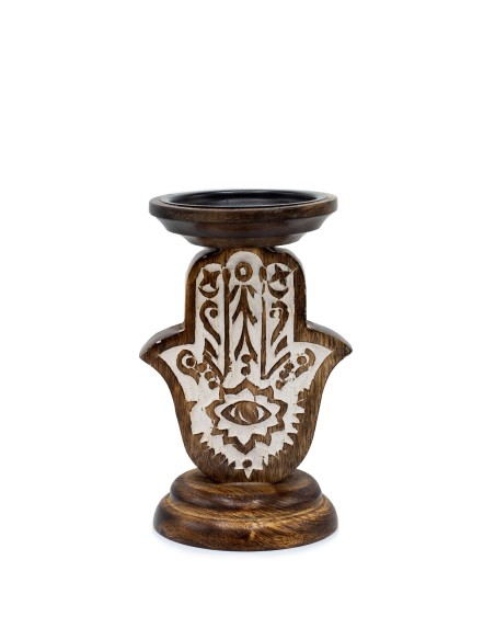 Chandelier en bois de manguier – Hamsa (petit format)