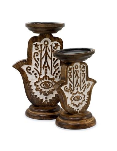 Chandelier en bois de manguier – Hamsa (petit format)