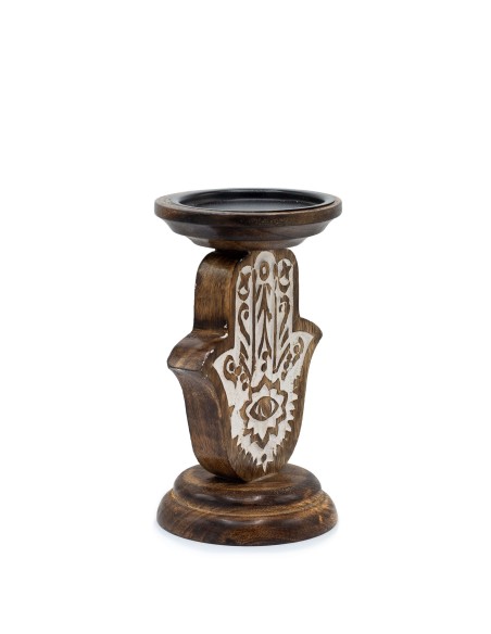 Chandelier en bois de manguier – Hamsa (petit format)