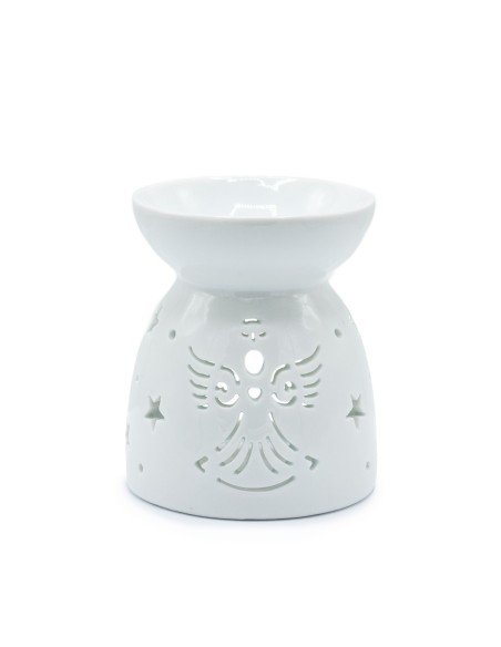 Brûle-parfum ajouré Ange – Blanc zen