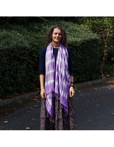 Étole/écharpe Boho Java Art – Rayures lavande