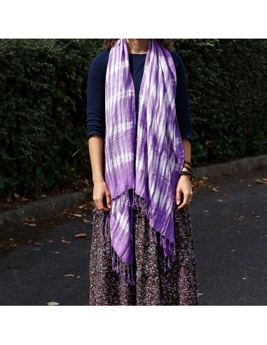 Étole/écharpe Boho Java Art – Rayures lavande