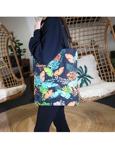 Sac cabas classique zippé – Motif tropical sombre