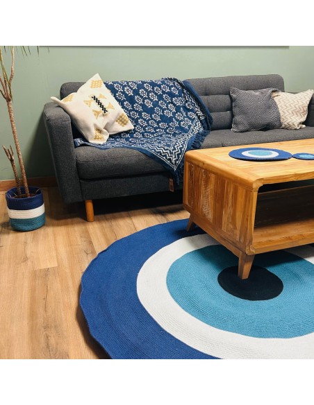 Tapis rond œil protecteur en coton tressé