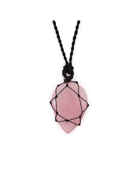Pendentif goutte en quartz rose – Amour fluide