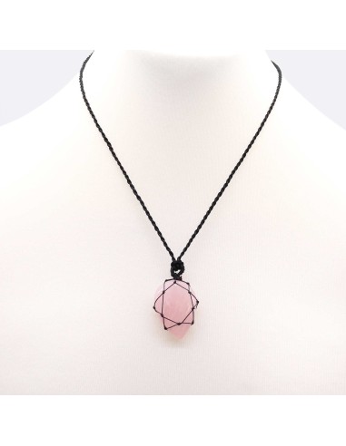 Pendentif goutte en quartz rose – Amour fluide