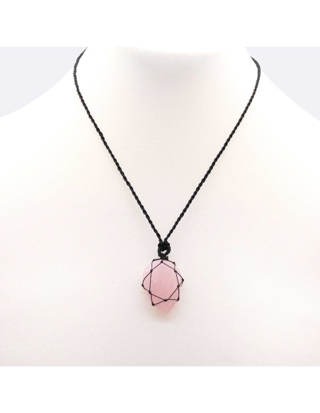 Pendentif goutte en quartz rose – Amour fluide