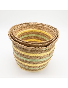 Paniers décoratifs herbe marine & paille – Jeu bohème zen