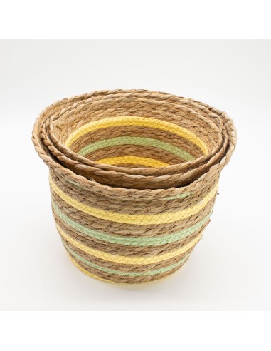 Paniers décoratifs herbe marine & paille – Jeu bohème zen