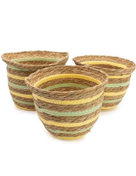 Paniers décoratifs herbe marine & paille – Jeu bohème zen