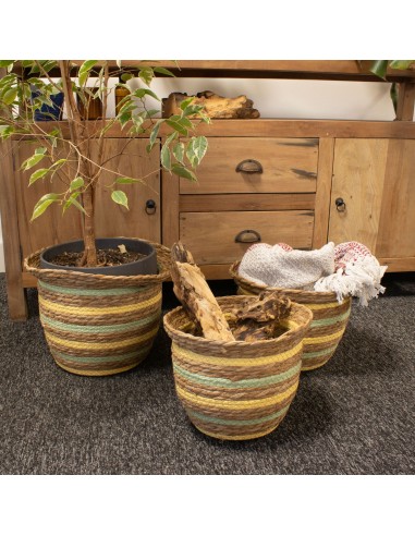 Paniers décoratifs herbe marine & paille – Jeu bohème zen