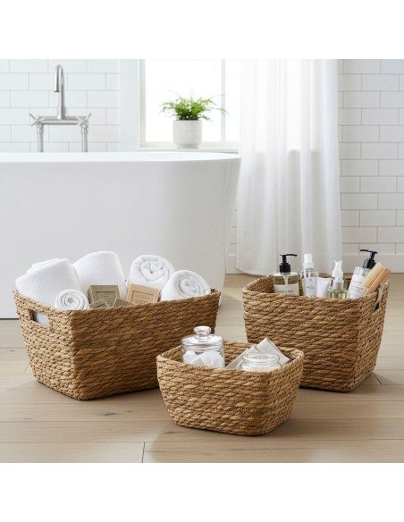 Paniers carrés en herbe marine – Nature & rangement zen