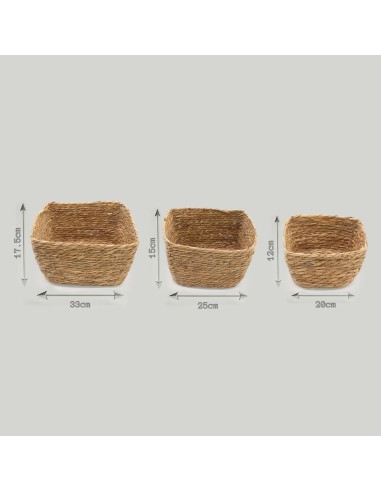 Paniers carrés en herbe marine – Nature & rangement zen