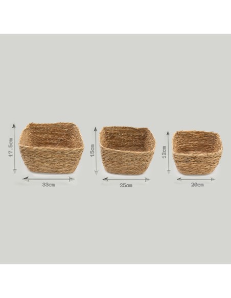 Paniers carrés en herbe marine – Nature & rangement zen