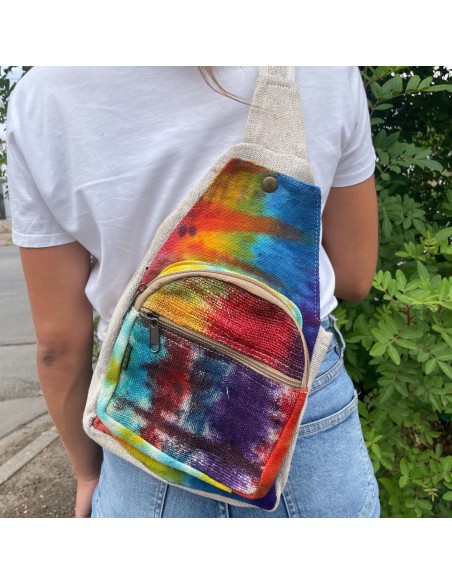 Sac bandoulière en chanvre tie?dye