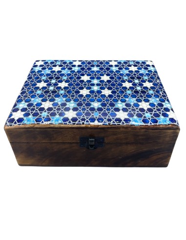 Boîte décorative en céramique émaillée – Étoiles bleues