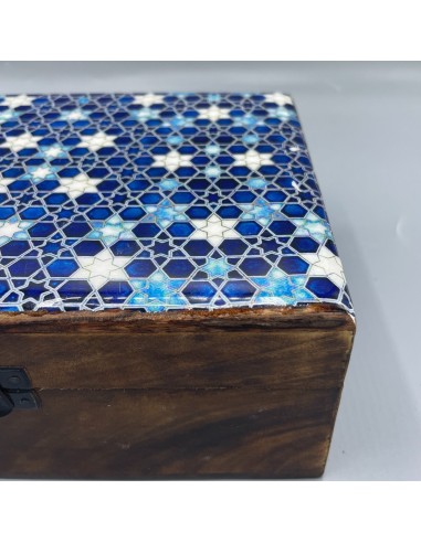 Boîte décorative en céramique émaillée – Étoiles bleues