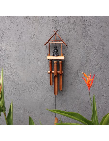 Carillon bambou & Bouddha noir – Harmonie sonore