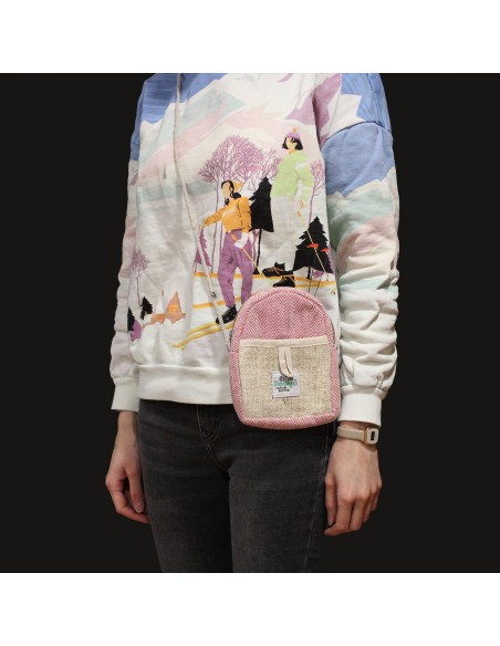 Pochette mobile en chanvre avec cordon – Couleur aléatoire