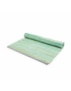 Petit tapis indien en coton tissé – Vert naturel