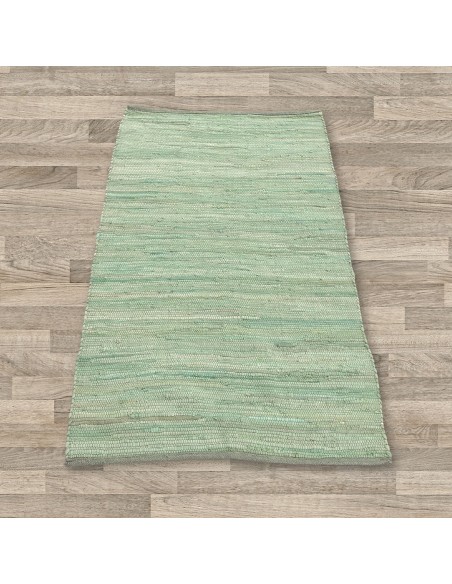 Petit tapis indien en coton tissé – Vert naturel