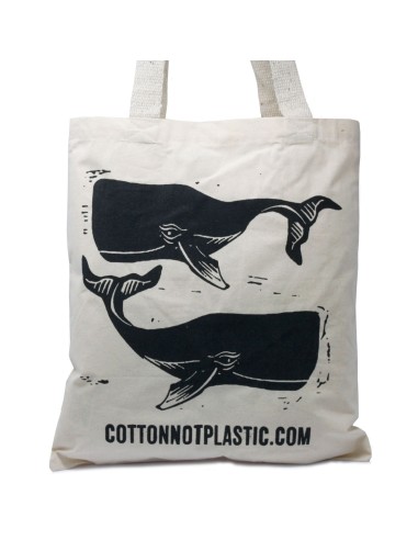 Sac en coton naturel – Motif baleines esprit zen