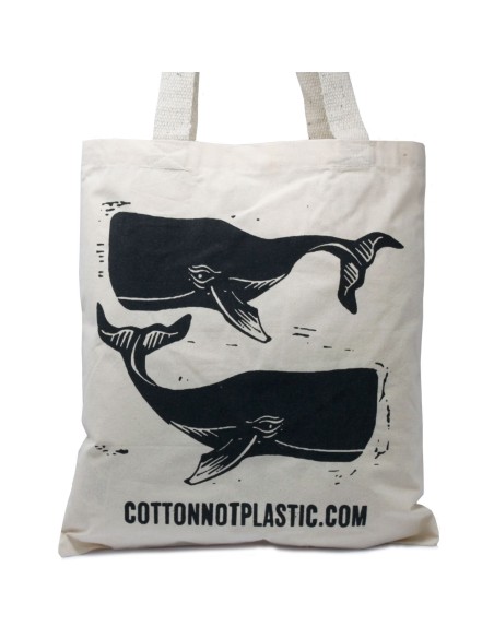 Sac en coton naturel – Motif baleines esprit zen