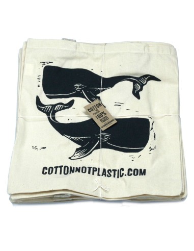 Sac en coton naturel – Motif baleines esprit zen