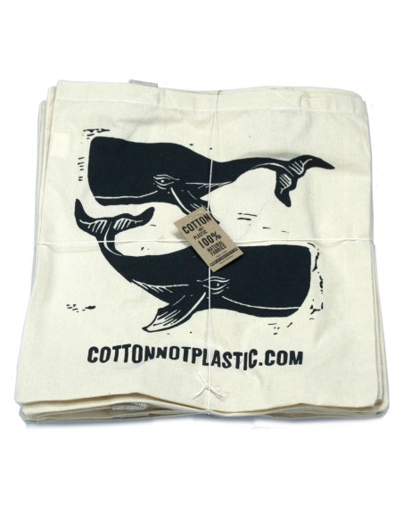Sac en coton naturel – Motif baleines esprit zen