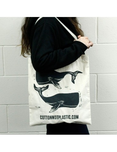 Sac en coton naturel – Motif baleines esprit zen