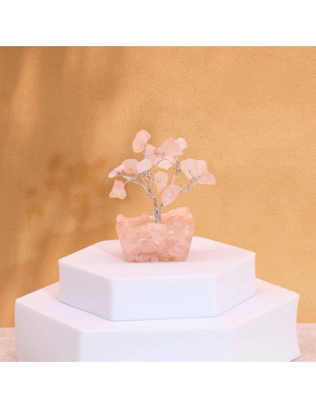 Mini arbre de pierres – Quartz rose & orgonite