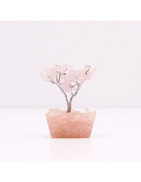 Mini arbre de pierres – Quartz rose & orgonite