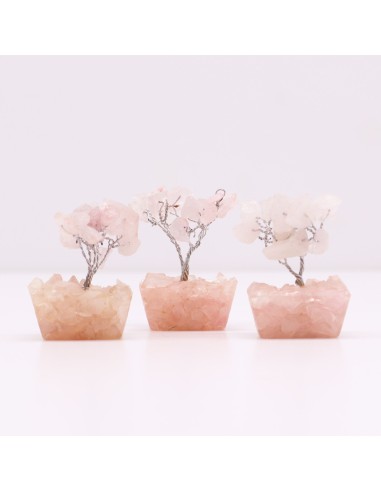 Mini arbre de pierres – Quartz rose & orgonite